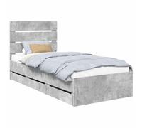 vidaXL Estructura de Cama Gris Concreto 90 x 200 cm Madera Ingenieril, Configuración de Dormitorio, diseño Moderno, Cama de Madera, Base laminada, Mueble Que Ahorra Espacio, Estilo Minimalista