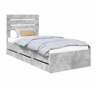 vidaXL Estructura de cama Gris Concreto 90 x 200 cm – Madera ingenieril, almacenamiento oculto