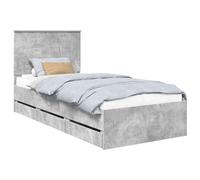 vidaXL Estructura de Cama Gris Concreto 90 x 200 cm Madera Ingenieril, Juego de Dormitorio Moderno, Estructura de Cama contemporánea, Muebles Elegantes, Soporte ergonómico del colchón