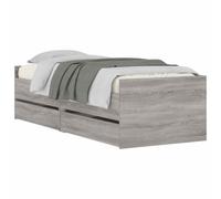 vidaXL Estructura de Cama Gris Hormigón Madera de Pino Macizo, Elegante Marco de Cama de Madera rústica, Pino sólido, con Almacenamiento, fácil de Montar, para un Dormitorio Chic y Funcional
