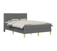 vidaXL Estructura de Cama Gris Oscuro 120 x 190 cm Poliéster, Dormitorio, Marco de Cama Moderno con cabecero de Pared, Soporte sólido para Dormir, eficiente en Espacio, tapicería de Tela Suave