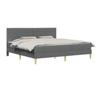 vidaXL Estructura de Cama Gris Oscuro 200 x 200 cm Poliéster, Dormitorio, Marco de Cama Moderno con cabecero de Pared, Soporte sólido para Dormir, eficiente en Espacio, tapicería de Tela Suave