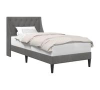 vidaXL Estructura de Cama Gris Oscuro 90 x 190 cm Terciopelo, Marco de Cama Moderno y Elegante, Terciopelo Chic, contrachapado Resistente, Mueble contemporáneo para un sueño cómodo