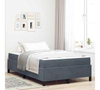 vidaXL Estructura de Cama Gris Oscuro y Blanco 120 x 190 cm Terciopelo, Marco de Cama Elegante, diseño Moderno, Soporte Resistente, colchón de Espuma Rectangular, Mueble cómodo para el Dormitorio