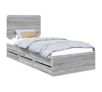 vidaXL Estructura de Cama Gris Sonoma 100 x 200 cm Madera Ingenieril, Elegante Marco de Cama Rectangular, Mueble Moderno, Almacenamiento Funcional, Madera con cajones Ocultos