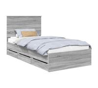 vidaXL Estructura de Cama Gris Sonoma 100 x 200 cm Madera Ingenieril, Juego de Dormitorio Moderno, Estructura de Cama contemporánea, Muebles Elegantes, Soporte ergonómico del colchón