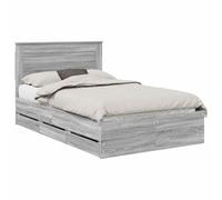 vidaXL Estructura de Cama Gris Sonoma 120 x 190 cm Madera Ingenieril, Cama Rectangular Moderna, Muebles estilosos, Almacenamiento práctico, diseño Minimalista en Madera