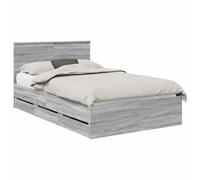 vidaXL Estructura de cama Gris Sonoma 120 x 200 cm – Madera ingenieril, almacenamiento oculto
