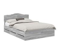 vidaXL Estructura de cama 140 x 190 cm Gris Sonoma Madera ingenieril con almacenamiento integrado