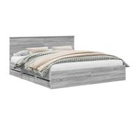 vidaXL Estructura de Cama Gris Sonoma 200 x 200 cm Madera Ingenieril, Cama Moderna, Marco Rectangular, almacén Oculto, Simple, Muebles Interiores, decoración de Dormitorio, Estilo Minimalista