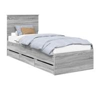 vidaXL Estructura de Cama Gris Sonoma 75 x 190 cm Madera Ingenieril, Cama Moderna, diseño Minimalista, Mueble Rectangular, Pieza Funcional, Almacenamiento Oculto, solución para Dormir
