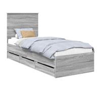 vidaXL Estructura de Cama Gris Sonoma 75 x 190 cm Madera Ingenieril, Juego de Dormitorio Moderno, Estructura de Cama contemporánea, Muebles Elegantes, Soporte ergonómico del colchón