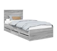 vidaXL Estructura de Cama Gris Sonoma 90 x 200 cm Madera Ingenieril, Cama Moderna, diseño Minimalista, Mueble Rectangular, Pieza Funcional, Almacenamiento Oculto, solución para Dormir