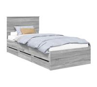 vidaXL Estructura de Cama Gris Sonoma 90 x 200 cm Madera Ingenieril, Cama Moderna, Marco Rectangular, almacén Oculto, Simple, Muebles Interiores, decoración de Dormitorio, Estilo Minimalista