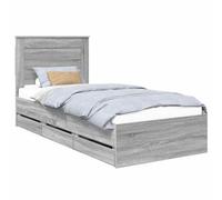 vidaXL Estructura de Cama Gris Sonoma 90 x 200 cm Madera Ingenieril, Cama Rectangular Moderna, Muebles estilosos, Almacenamiento práctico, diseño Minimalista en Madera