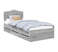 vidaXL Estructura de Cama Gris Sonoma 90 x 200 cm Madera Ingenieril, Dormitorio, Rectangular, Diseño Moderno para Espacios Elegantes, con Soluciones de Almacenamiento Integradas, Paleta de Colores Re