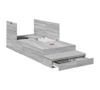 vidaXL Estructura de Cama Gris Sonoma 90X190 cm Madera Buena Amplio Almacenamiento Diseño Moderno Montaje Fácil Muebles de Dormitorio Interior con Colchón Minimalista Adulto