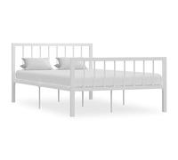 vidaXL Estructura de Cama Individual de Tapizada Dormitorio Robusta y Duradera Cómodo Mobiliario para Jóvenes de Metal Blanco 120x200 cm