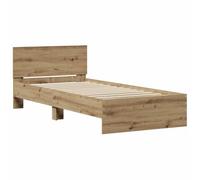 vidaXL Estructura de Cama Individual en Roble Claro de 90X190 cm Diseño Moderno con Listones para Un Sueño Cómodo Uso Interior Artesanal Elegante para Adultos
