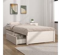 vidaXL Estructura de Cama Individual Somier Dormitorio Base Habitación Muebles Mobiliario Hogar Cuarto Descanso con Cajones Blanco 90x200 cm
