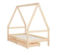 vidaXL Estructura de Cama Infantil con Cajones, Somier con Almacenaje, Cama para Niños, Mueble para Dormitorio, Madera de Pino 80x160 cm
