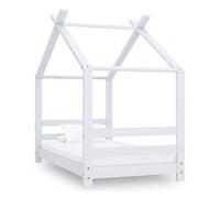 vidaXL Estructura de Cama Infantil para Niños Pequeños Forma de Casita Casa Dormitorio Robusta Duradera Blanco 70x140 cm Madera Maciza de Pino