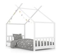 vidaXL Madera Maciza de Pino Estructura de Cama Infantil Cuna para Niño Cama para Niño Rincón de Lectura sin Colchón Blanco 80x160 cm