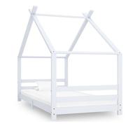 vidaXL Estructura de Cama Infantil para Niños Pequeños Forma de Casita Casa Dormitorio Robusta Duradera Blanco 90x200 cm Madera Maciza de Pino