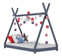 vidaXL Estructura de Cama Infantil Mueble para Habitación Dormir Cuarto de Niños Gris 70x140 cm Madera Maciza de Pino