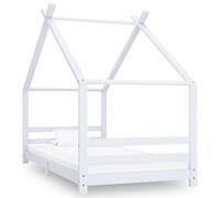 vidaXL Estructura de Cama Infantil para Niños Pequeños Forma de Casita Casa Dormitorio Robusta Duradera Blanco 90x200 cm Madera Maciza de Pino