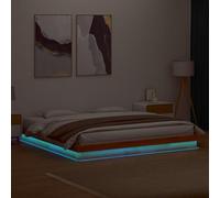 vidaXL Estructura de Cama LED Madera Maciza Pino marrón Cera 120x200cm