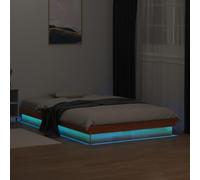 Estructura De Cama Led Madera Maciza Pino Marrón Cera 135x190cm Vidaxl