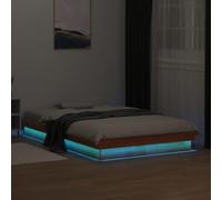 vidaXL Estructura de Cama LED Madera Maciza Pino marrón Cera 140x200cm