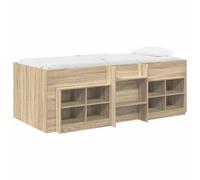 vidaXL Estructura de cama Loft con mueble de 3 piezas, roble Sonoma, cama litera elegante, diseño ahorro de espacio, estructura moderna, soluciones para camas compactas