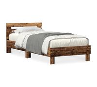 Juego de Estructura de Cama vidaXL Con Colchón y Almohadas en Acabado Antiguo 90 x 200 cm Madera Natural Muebles Elegantes para Dormitorios Perfecto para Adultos Estiloso Cómodo Tradicional Individual