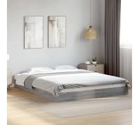 vidaXL Estructura de Cama Madera de ingeniería Gris Sonoma 150x200 cm, Muebles de Dormitorio, Camas, Cama Doble, Cama, somier, Cama de palets