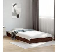 vidaXL Estructura de Cama Madera de ingeniería marrón Roble 100x200 cm, Muebles de Dormitorio, Camas, Cama Individual, Cama, somier, Cama de palets