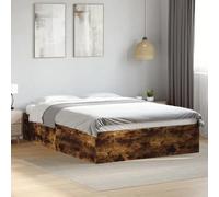 vidaXL Estructura de Cama Madera de ingeniería Roble Ahumado 140x200 cm, Muebles de Dormitorio, Camas, Cama Doble, Cama, somier, Cama de Panel