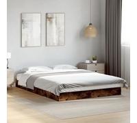 vidaXL Estructura de Cama Madera de ingeniería Roble Ahumado 140x200 cm, Muebles de Dormitorio, Camas, Cama Doble, Cama, somier, Cama de palets