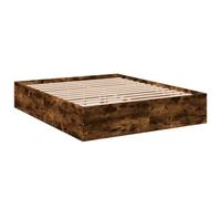 vidaXL Estructura de Cama Madera de ingeniería Roble Ahumado 150x200 cm, Muebles de Dormitorio, Camas, Cama Doble, Cama, somier, Cama de Panel