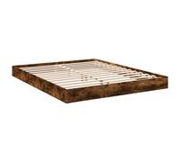 vidaXL Estructura de Cama Madera de ingeniería Roble Ahumado 160x200 cm, Muebles de Dormitorio, Camas, Cama Doble, Cama, somier, Cama de palets