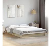 vidaXL Estructura de Cama Madera de ingeniería Roble Sonoma 140x200 cm, Muebles de Dormitorio, Camas, Cama Doble, Cama, somier, Cama de palets