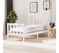 vidaXL Estructura de Cama Madera Maciza Blanco Individual Somier Dormitorio Base Habitación Muebles Mobiliario Hogar Cuarto Descanso 90x190 cm