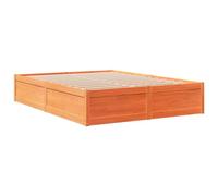vidaXL Estructura de Cama Madera Maciza Pino marrón Cera 140x190 cm, Muebles de Dormitorio, somier, Base de Cama, Cama, Marco de Cama, armazón de Cama