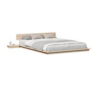 vidaXL Marco de Cama con Mesas de Noche Natural 150X200Cm Madera Maciza de Pino Diseño Integrado Solución de Almacenamiento Muebles de Dormitorio para Adultos Plataforma Minimalista 150X200