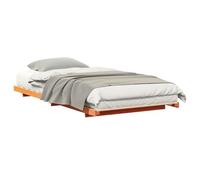 vidaXL Estructura de Cama Baja - Estilo Japonés, Color Marrón Cera, Madera de Pino Maciza, 100x200cm