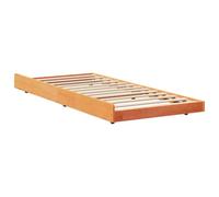 vidaXL Estructura de Cama Marrón Cera 100 x 200 cm, Cama Nido Moderna, sólida de Pino, diseño ahorrador de Espacio, fácil de armar, Ideal para Habitaciones Minimalistas