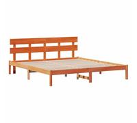 vidaXL Estructura de Cama marrón Encerado con cabecero 200X200 cm de Pino Macizo para Dormitorio diseño Moderno Duradero fácil de Montar sin somier Muebles contemporáneos Minimalistas