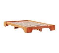 vidaXL Estructura de Cama Marrón Encerado Madera de Pino Macizo