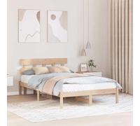 vidaXL Estructura de Cama Marrón Natural con Cabecero 120X190 cm de Madera Maciza para Dormitorio Diseño Contemporáneo Duradera Fácil de Montar Sin Necesidad de Somier Plataforma Individual Madera In